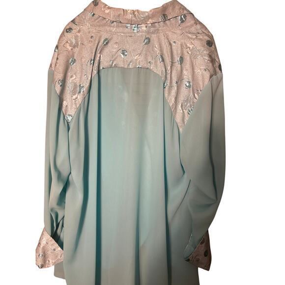 Vintage Night Moods By Samantha O Duster Jacket Mint Green and Metallic Size 22W - Picture 7 of 7